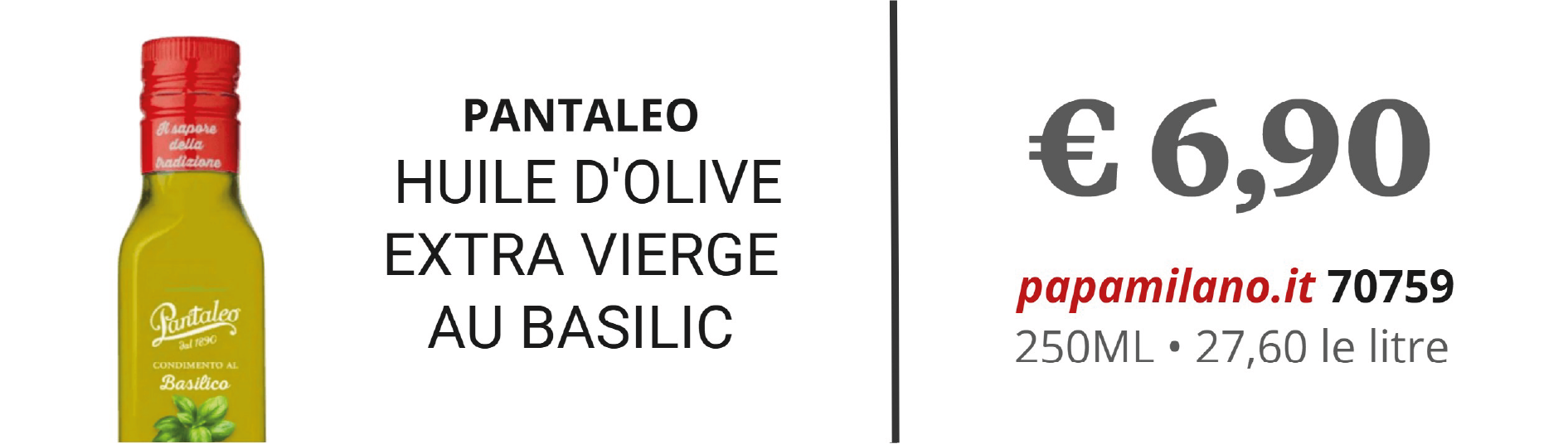 PANTALEO HUILE D'OLIVE EXTRA VIERGE AU BASILIC